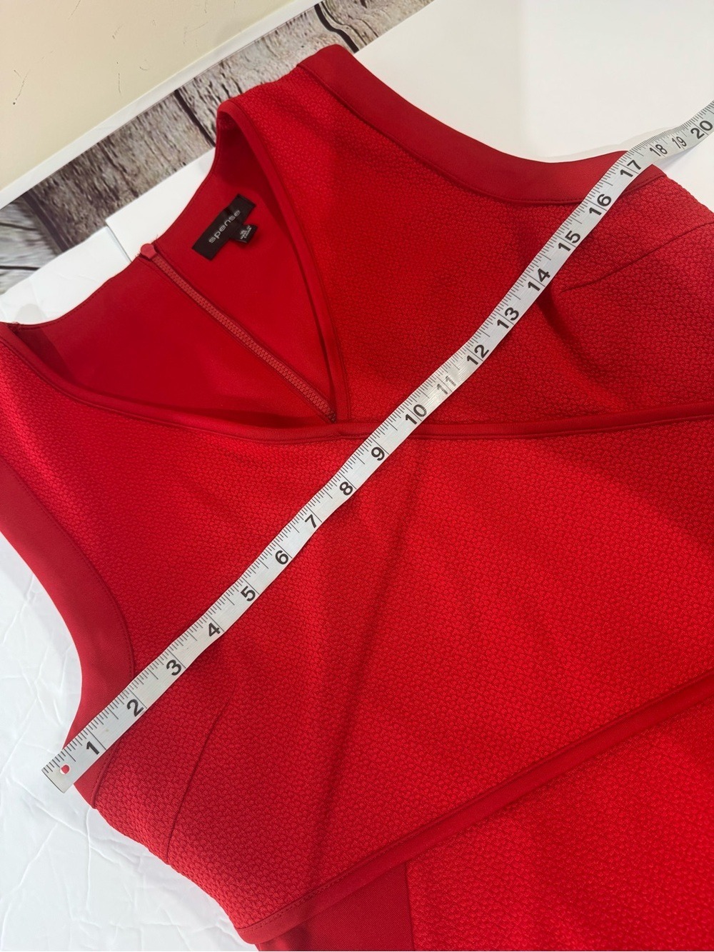 Spense Candy Apple Red Sleeveless Faux Wrap-Front Bodycon Midi Dress 10 - Picture 3 of 7